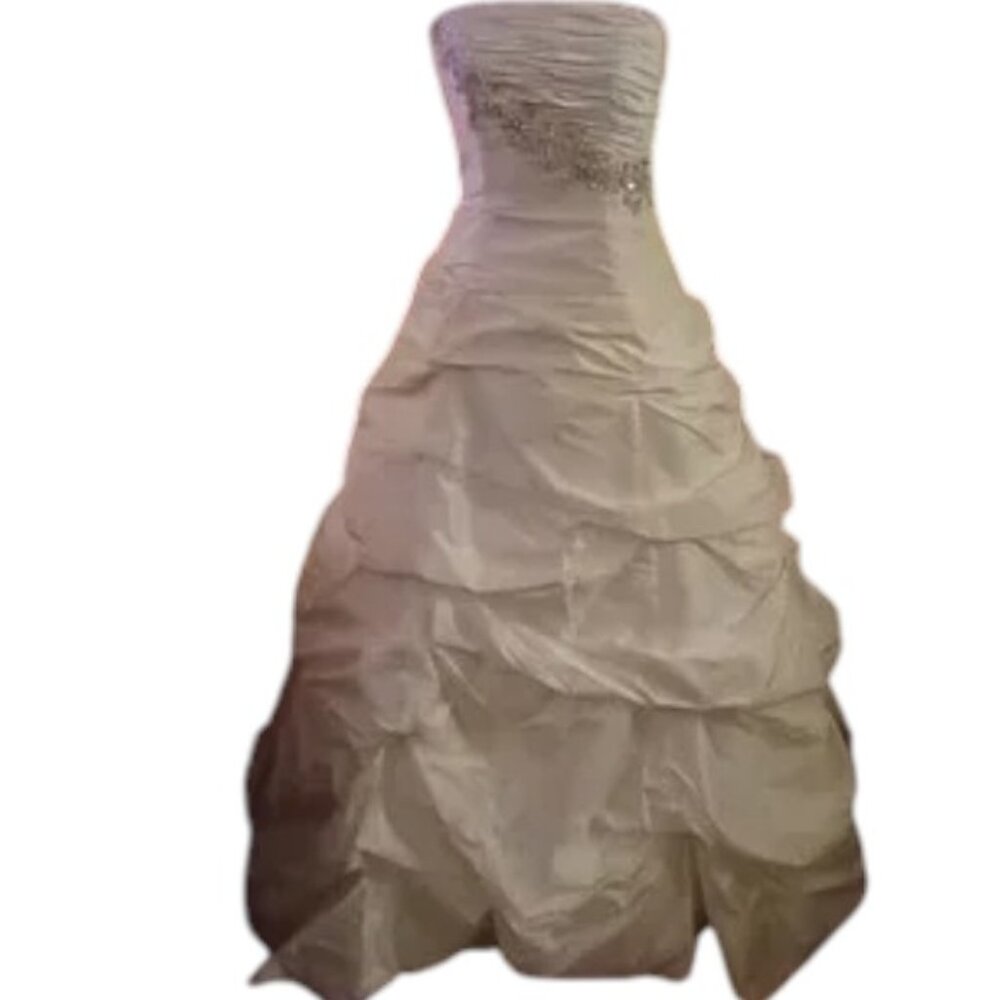 Piccione Bridal Silk Strapless Corset Back Wedding Dress Beaded Ruched Bodice